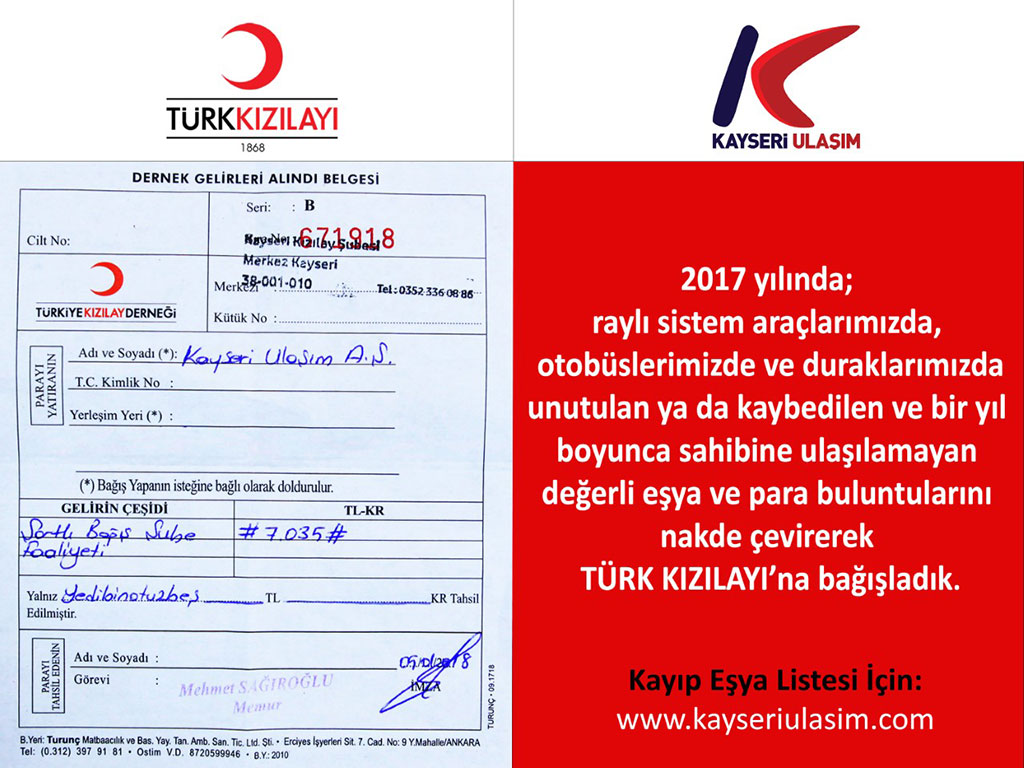 Kayıp Eşyalar Bağış Oldu