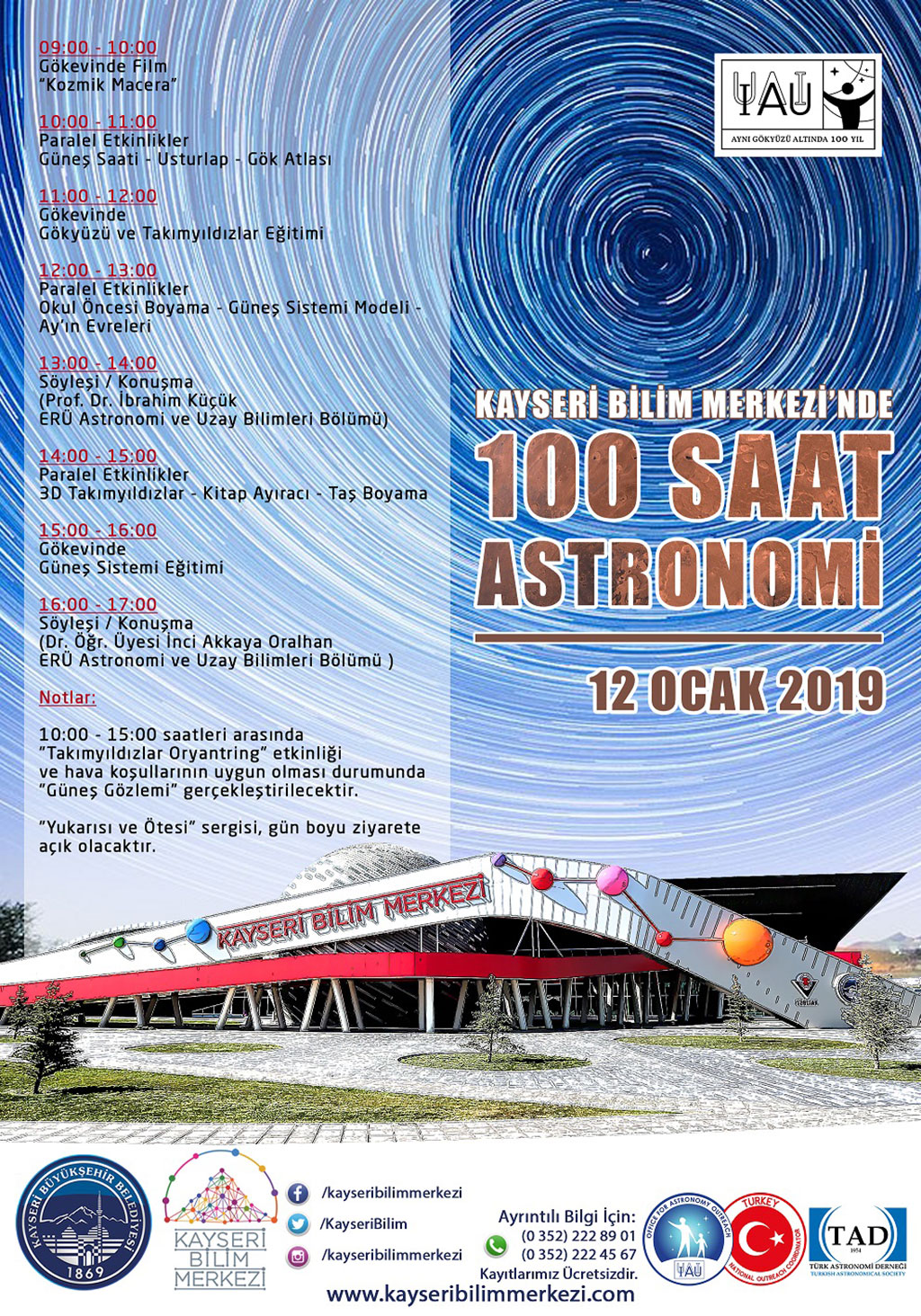 Kayseri Bilim Merkezi'nde 100 Saat Astronomi