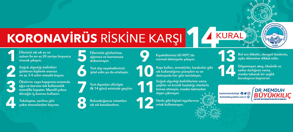 Koronavirüs Riskine Karşı 14 Kural