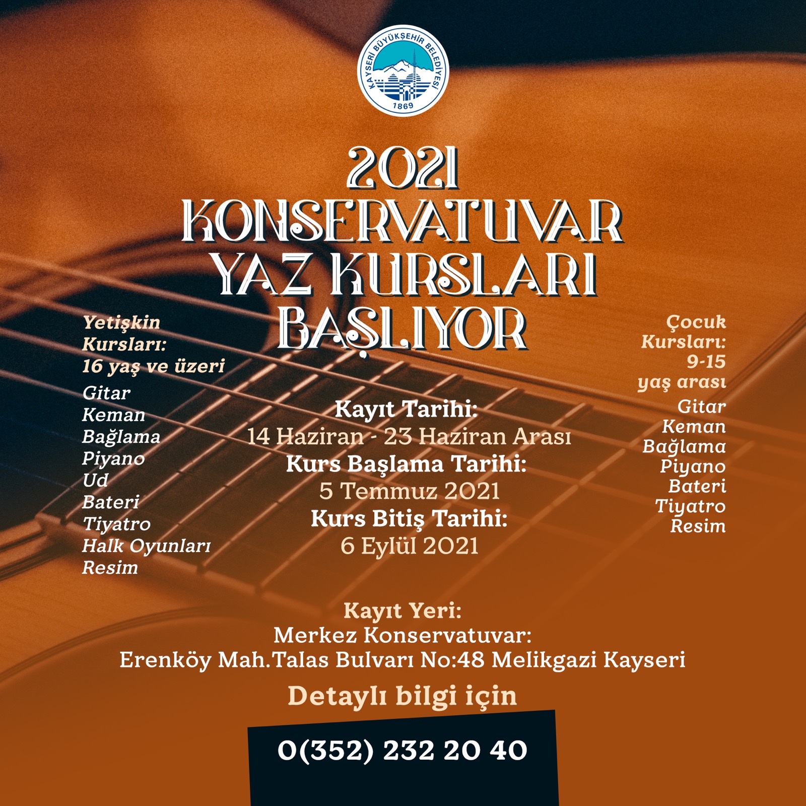 Büyükşehir Konservatuvarı Yaz Kurs Kayıtları Başlıyor