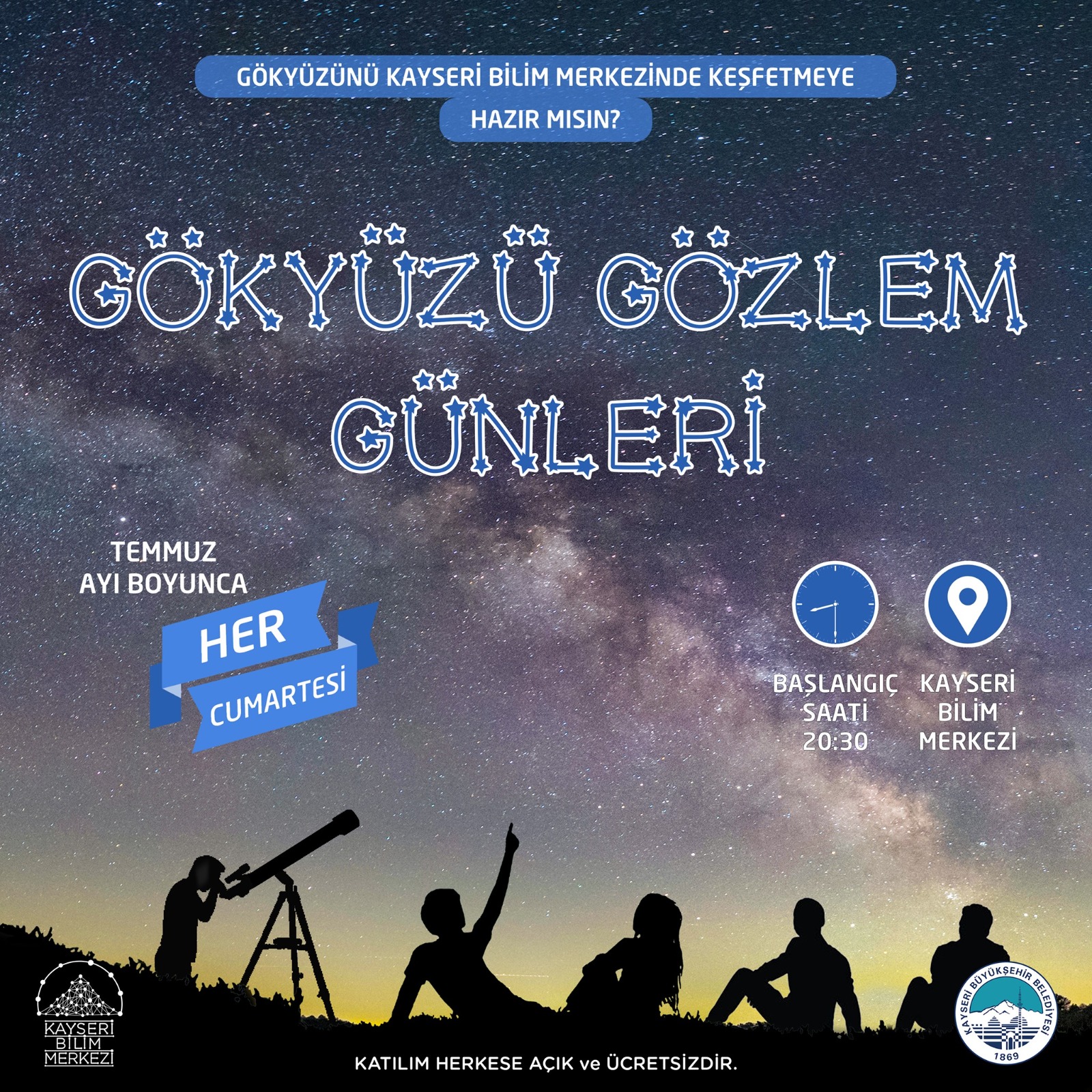 Kayseri Bilim Merkezi’nden “Gökyüzü Gözlem Günleri”