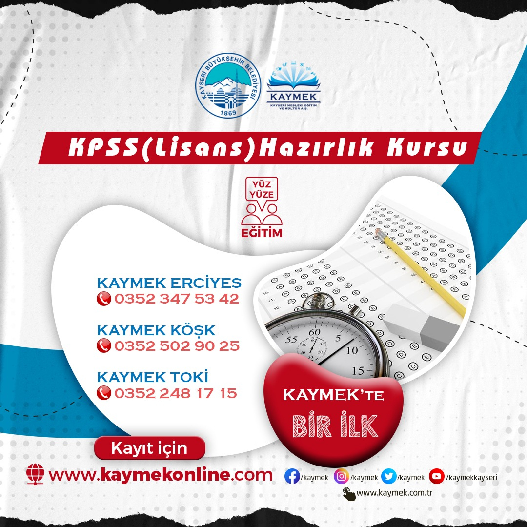 Büyükşehir KAYMEK’ten Bir İlk Daha: Yüz Yüze KPSS Lisans Kursu
