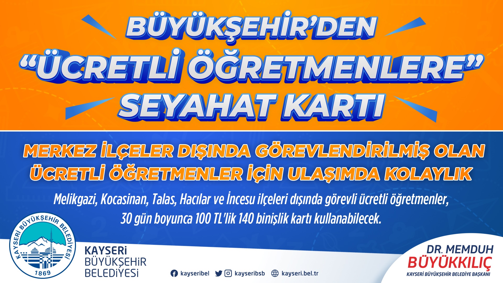 Büyükşehir’den “Ücretli Öğretmenlere” Seyahat Kartı