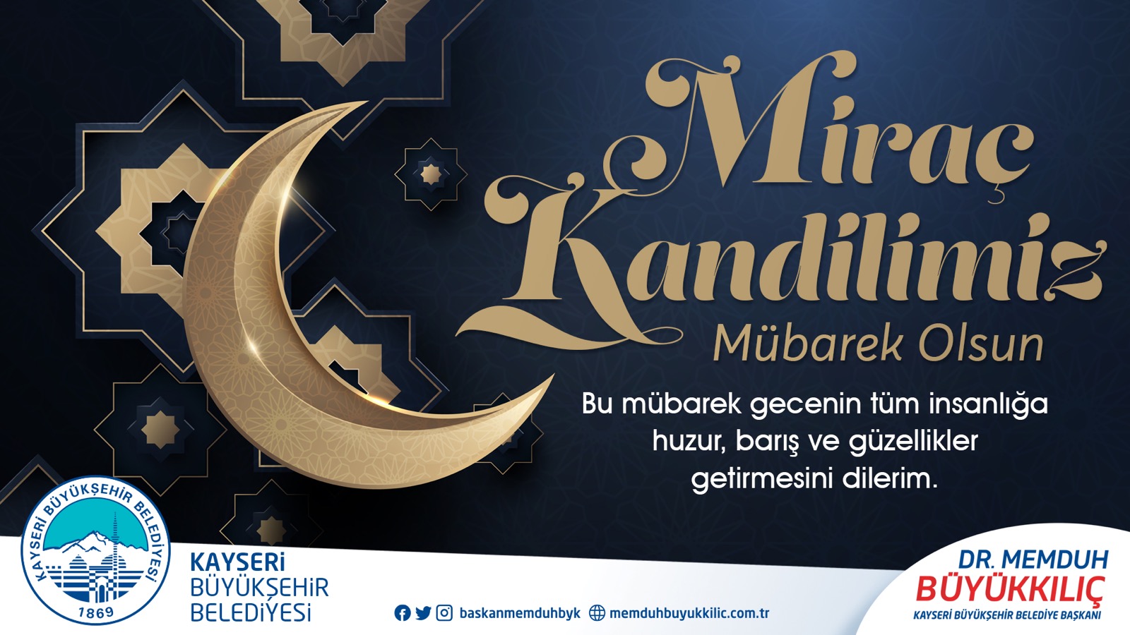 Büyükkılıç: “Miraç Gecesinin Bereketini ve Güzelliğini Ömrümüze Yayalım”