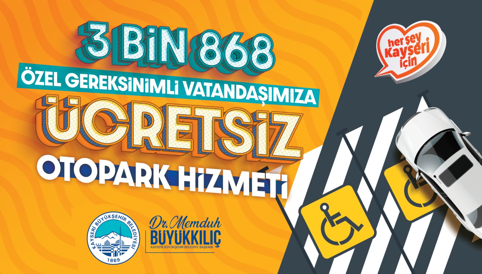 Büyükşehir’den 3 Bin 868 Özel Gereksinimli Vatandaşa “Ücretsiz” Otopark Hizmeti