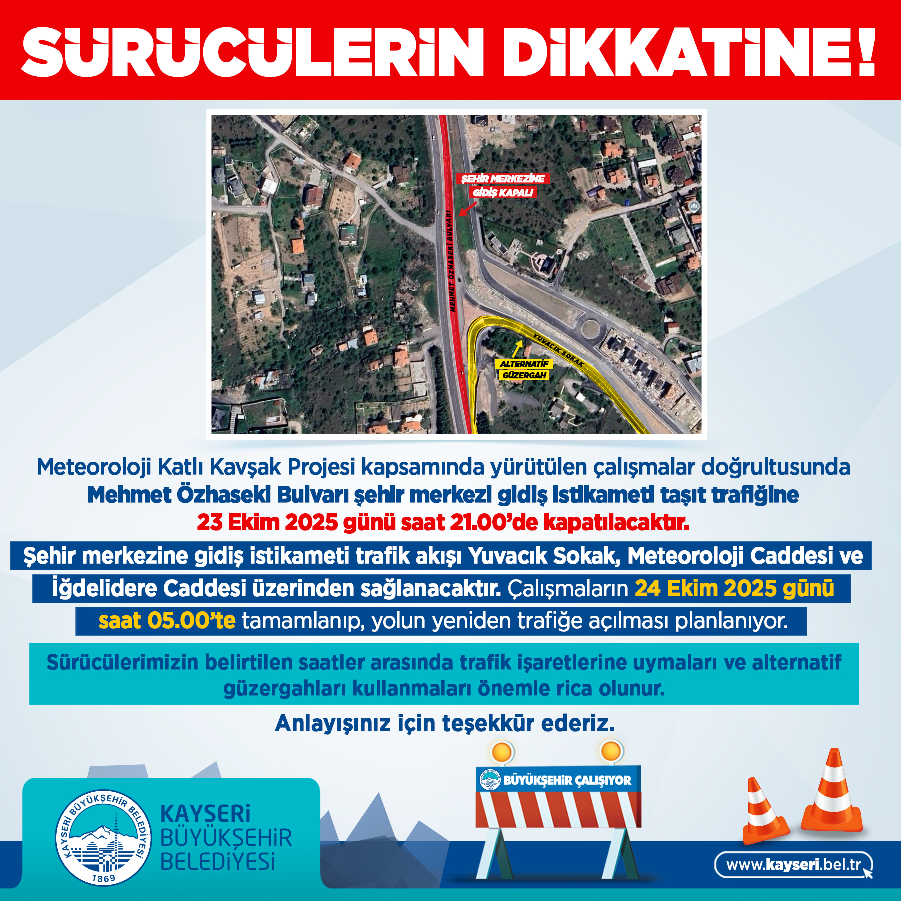 Büyükşehir’den Sürücülere Önemli Duyuru