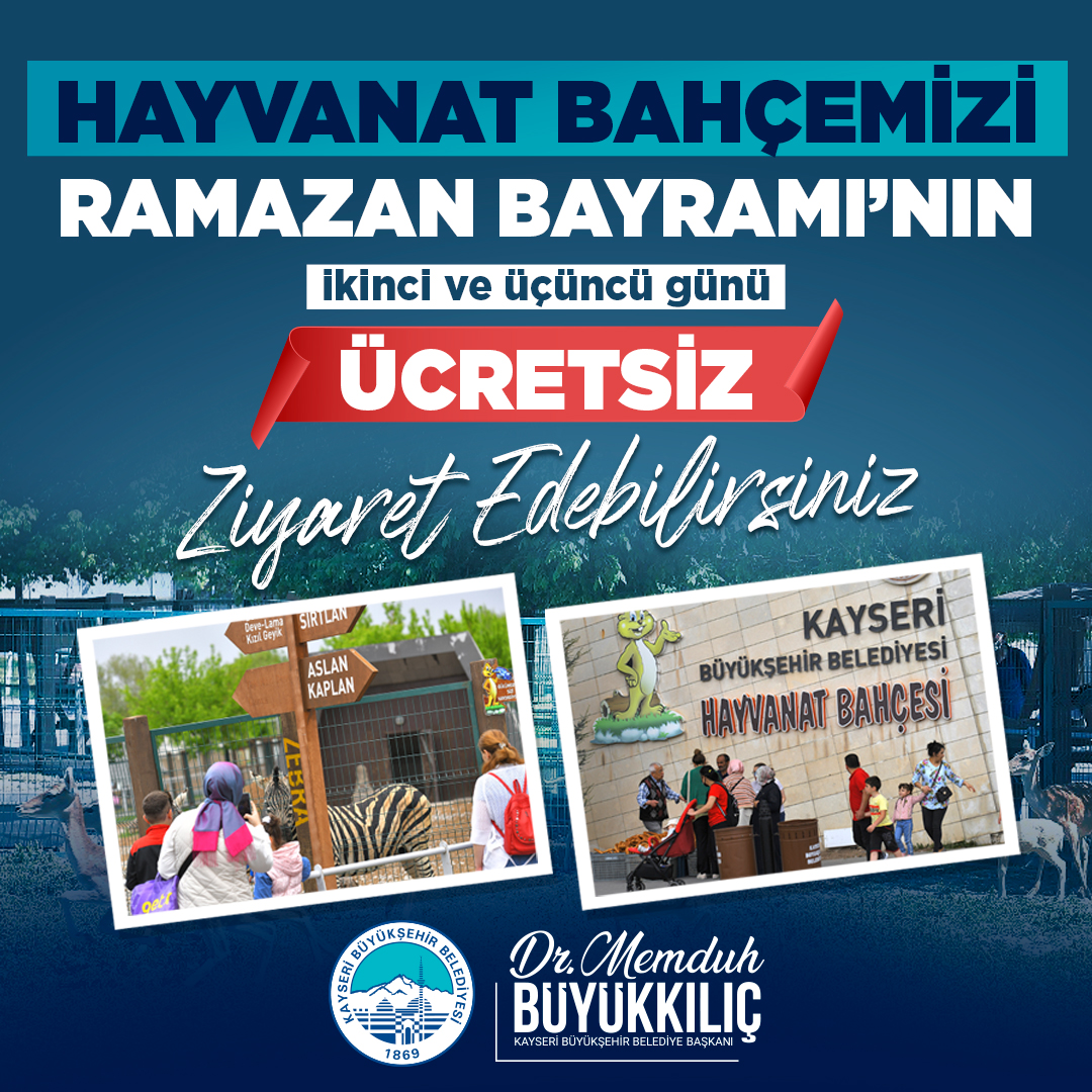 Başkan Büyükkılıç: “Hayvanat Bahçesi Bayramda Ücretsiz”