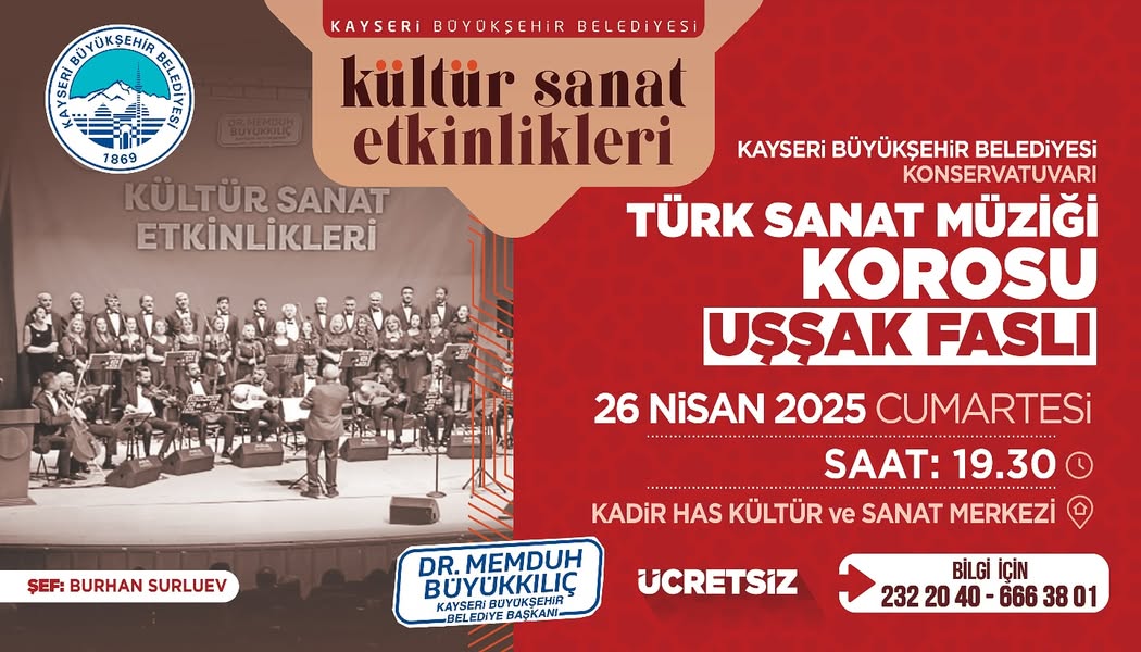 Büyükşehir’den Türk Sanat Müziği Tutkunlarına Özel “Uşşak Faslı” Konseri