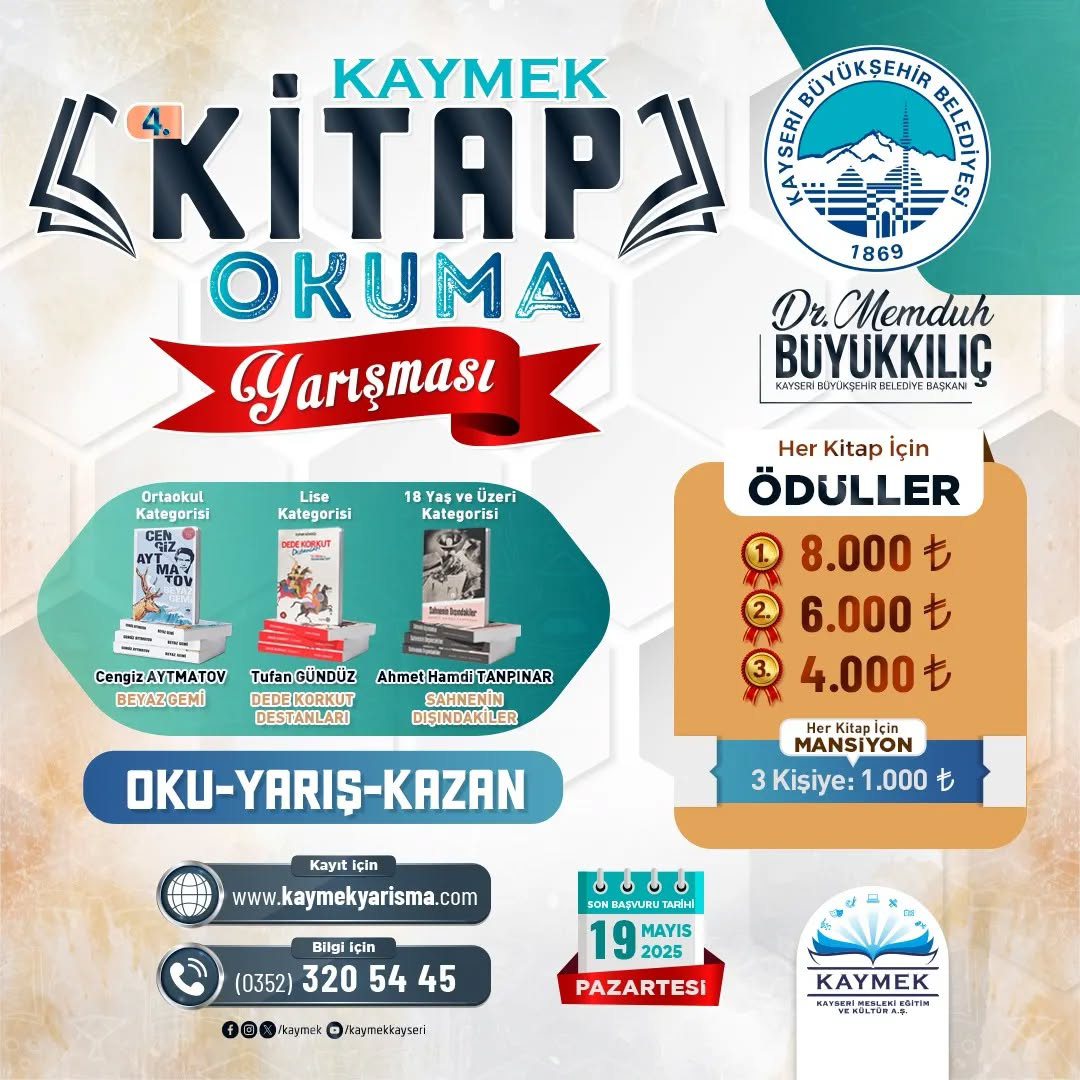 Okuyan ve Okutan Şehirde Büyükşehir’in 4'üncü Kitap Okuma Yarışması’na Başvurular Başladı