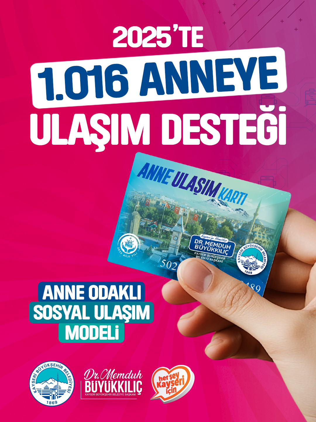Büyükşehir’in Anlamlı Projesi Anne Ulaşım Kartı’ndan 2025’te 1016 Anne Faydalandı
