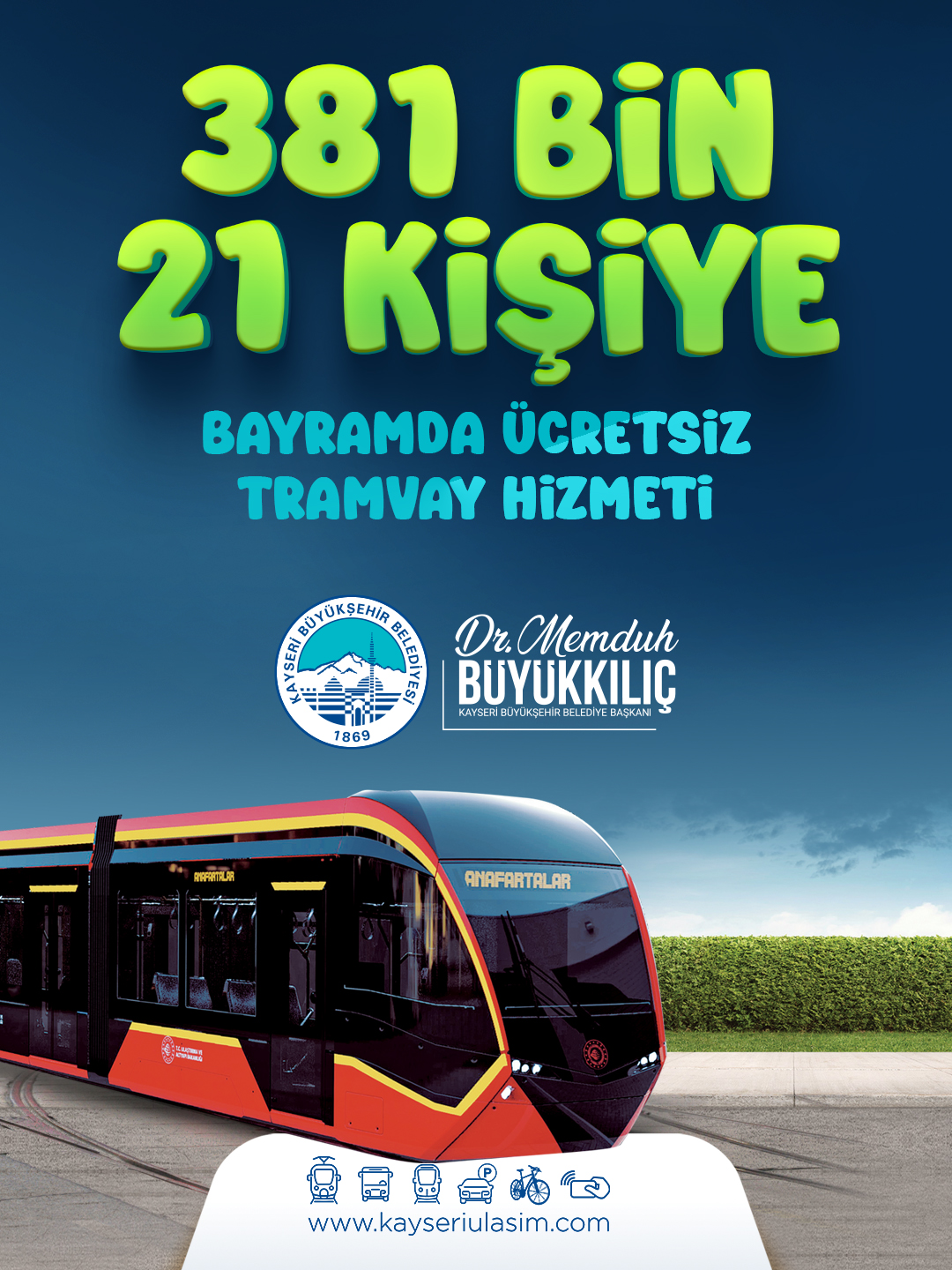 Başkan Büyükkılıç: “Bayramda 381 Bin Kişiye Ücretsiz Tramvay Hizmeti Sağladık”