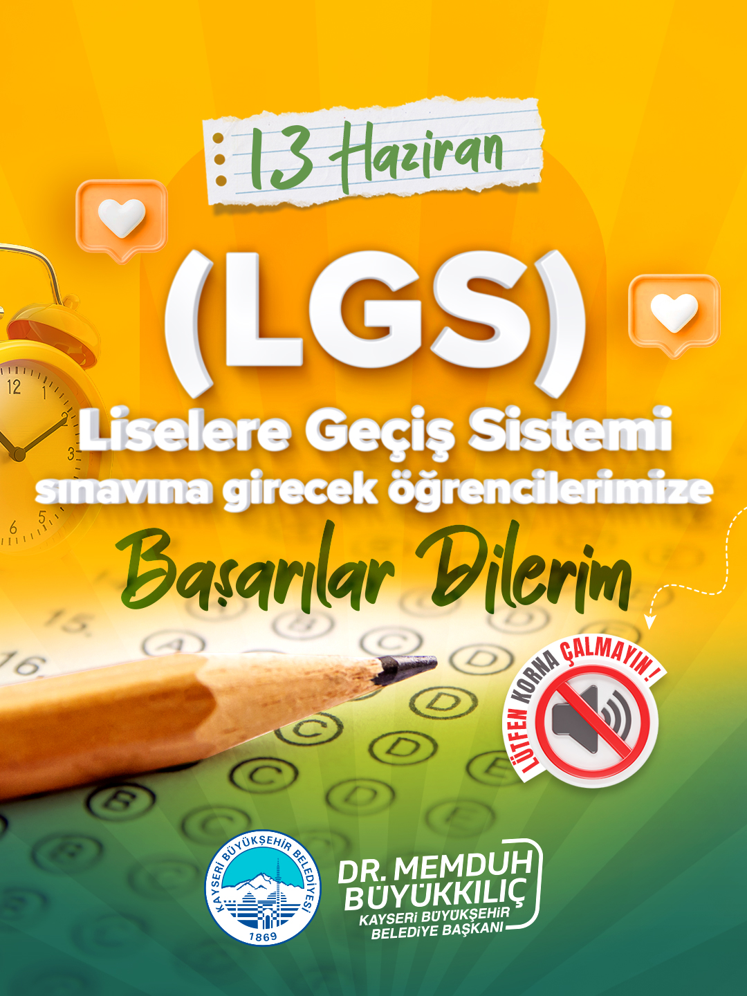 Büyükkılıç’tan LGS’ye Girecek Öğrencilere Başarı Mesajı: “Gençlerimizin Her Zaman Yanındayız”