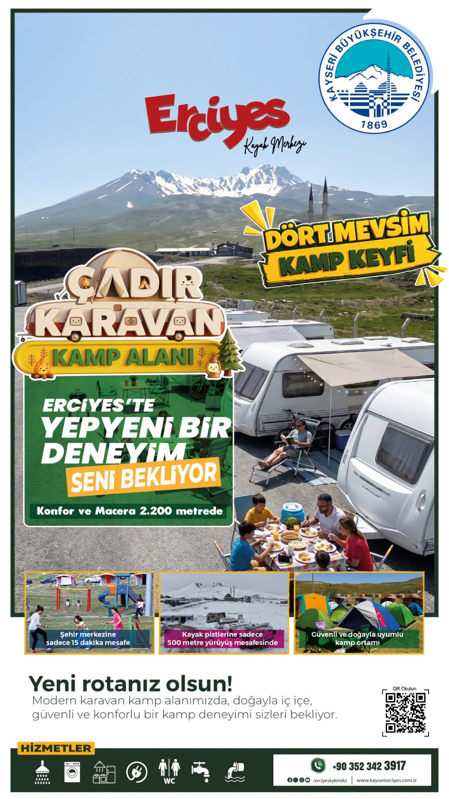 Büyükşehir’in Erciyes Çadır Karavan Kamp Alanı İle Zirvede Yepyeni Bir Deneyim