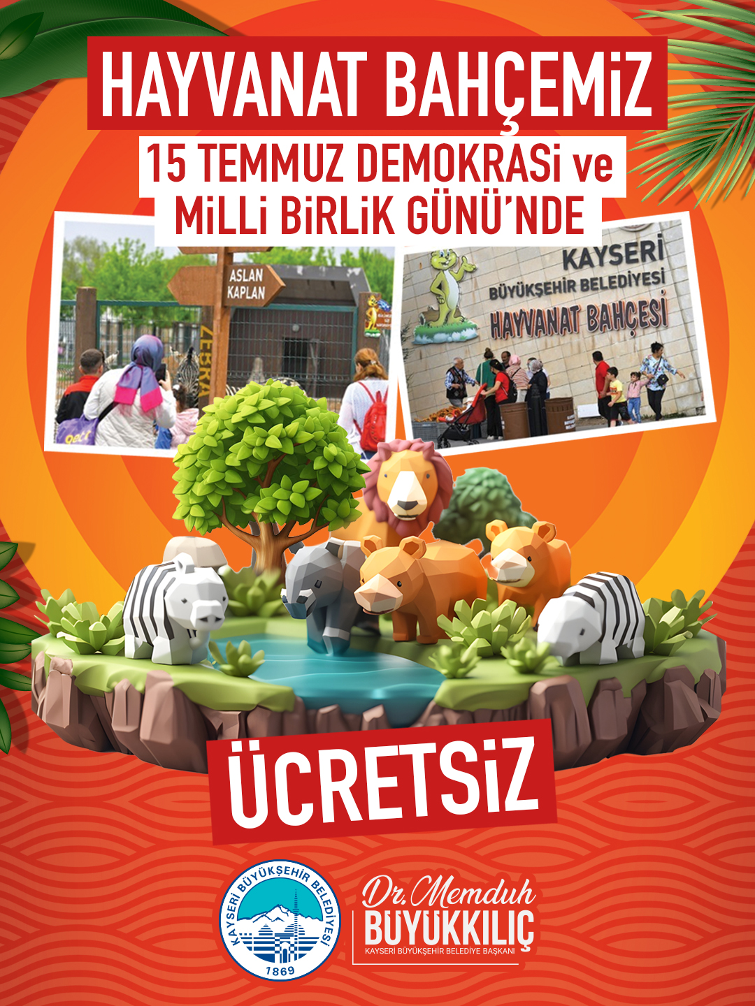 Büyükşehir’in Hayvanat Bahçesi, 15 Temmuz’da Kapılarını Ücretsiz Olarak Açacak