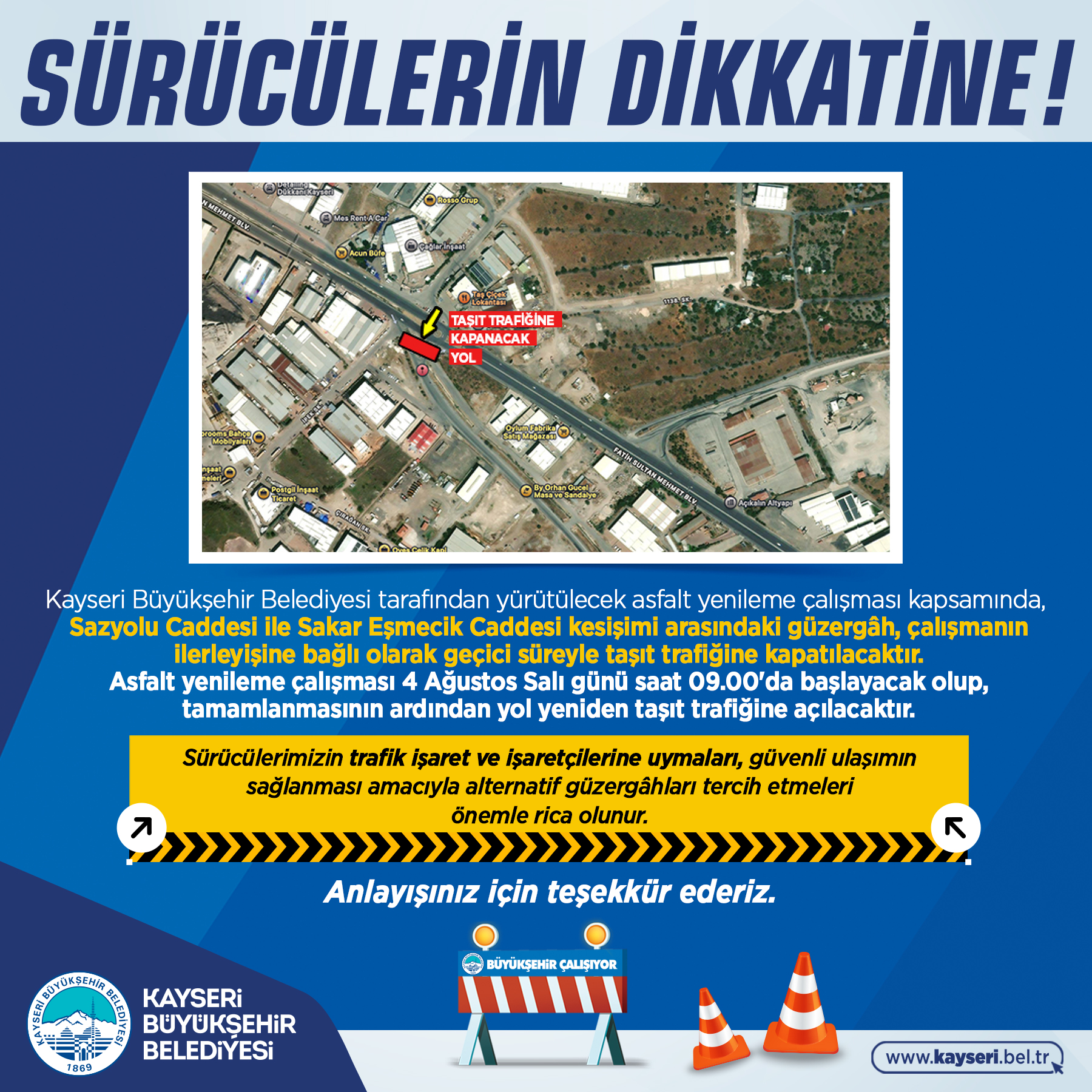 Büyükşehir’den Araç Sürücülerine Uyarı!