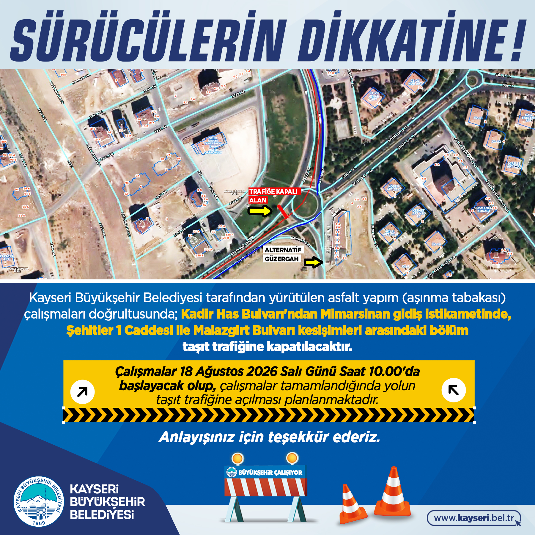 Büyükşehir'den Sürücülere Uyarı!